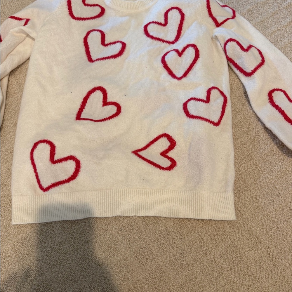 Ann Taylor Cream Sweater with Red Heart Design